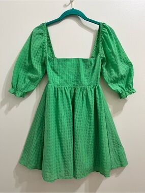 Beginnings Green Puff Sleeve Mini Dress Size 2